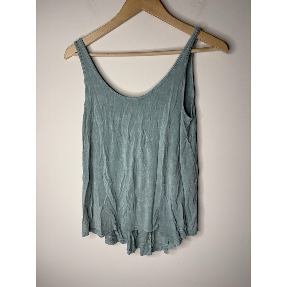 Wet Seal Juniors XS Tank Top Blouse Green High Low Light Tie Dye Flowy Boho